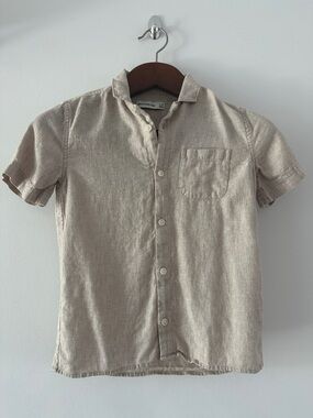 Toddler/Child Short-Sleeve Linen Blend Shirt - Neutral Beige
